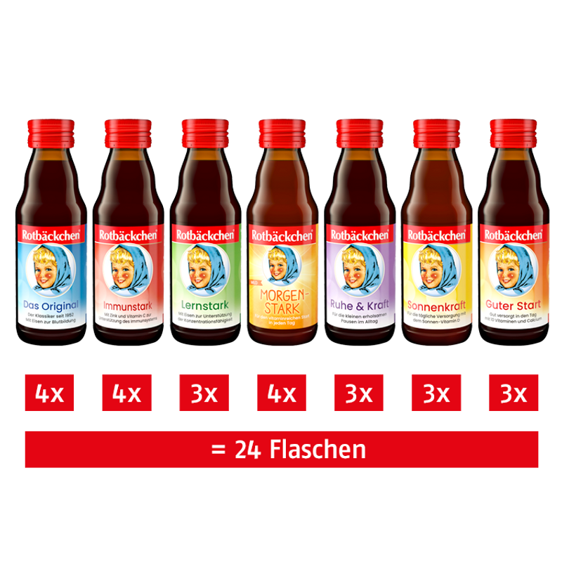 Rotbäckchen Probierpaket mit 24 Rotbäckchen-Minis, 24x 125ml